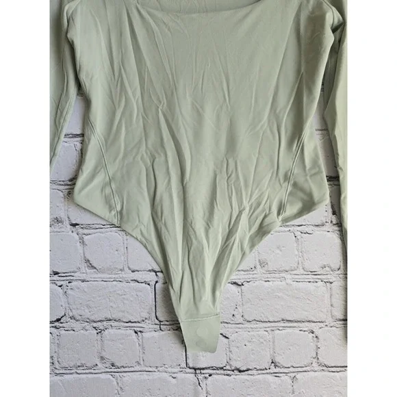 Lululemon Wundermost Ultra-Soft Nulu Square-Neck Long-Sleeve Bodysuit Sage Green - Picture 3 of 9